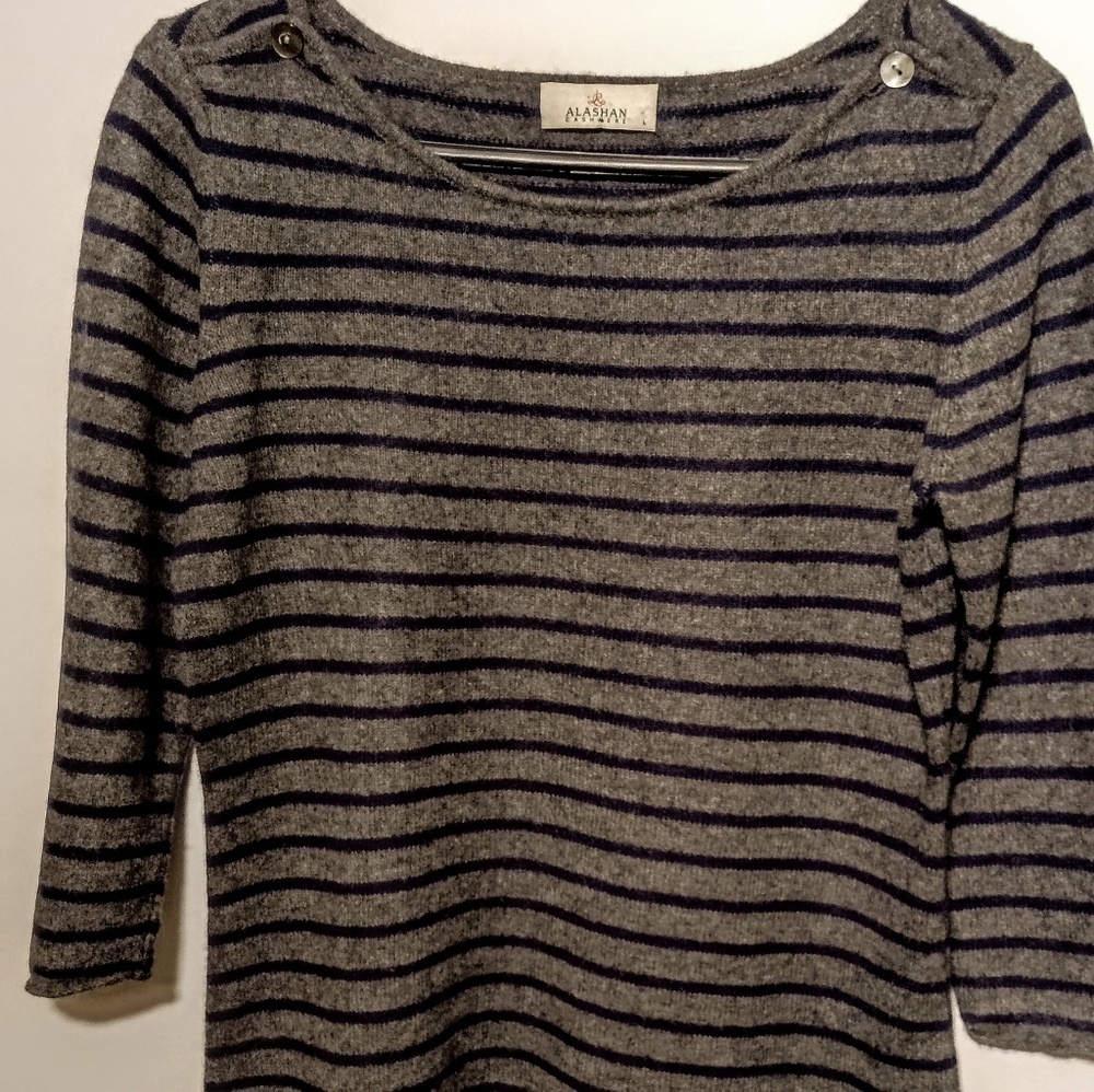 Women's Alashan Cashmere Sweater Gray & Blue SZ  L